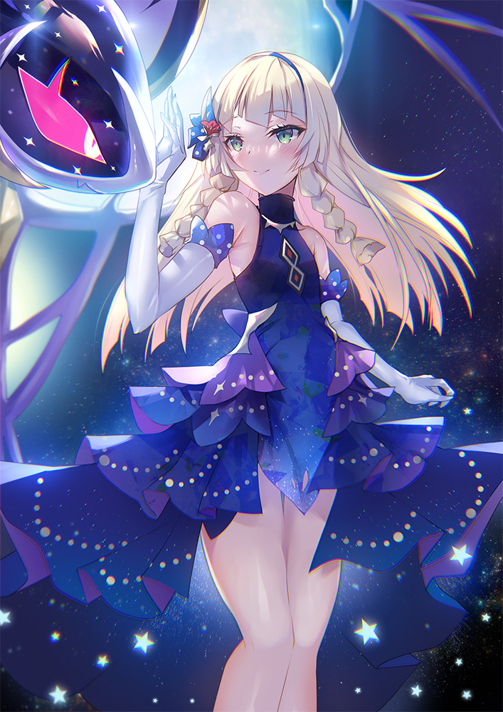 lunala and lillie (pokemon and 1 more) drawn by inoue_takuya_(tactactak)