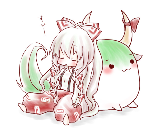 fujiwara no mokou, kamishirasawa keine, and ex-keine (touhou) drawn by kuromame_(8gou)