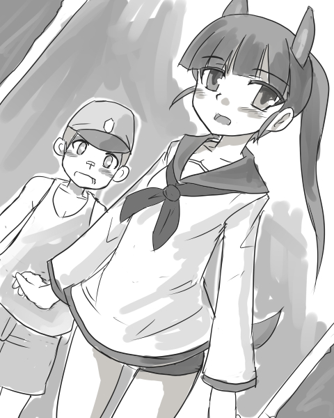 sakamoto mio and hijikata keisuke (world witches series and 1 more) drawn by higezamurai_(kurage_gunsou)