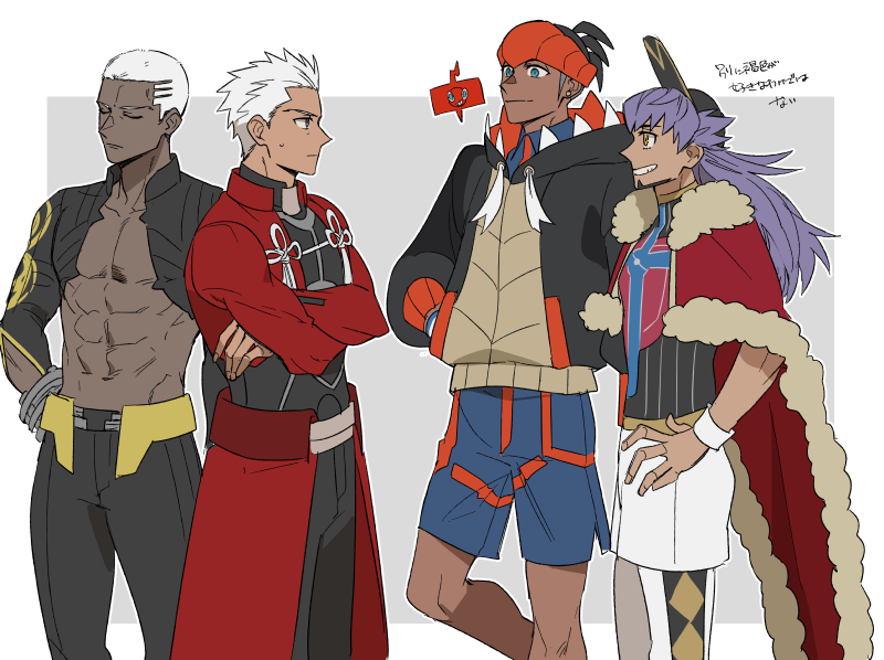 archer, rotom, leon, raihan, rotom phone, and 1 more (fate and 3 more) drawn by ichimatsuinfo