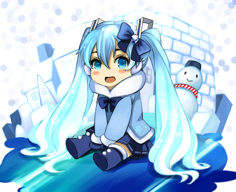 hatsune miku and yuki miku (vocaloid) drawn by eiji_(eiji)
