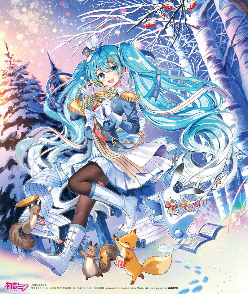hatsune miku, yuki miku, and rabbit yukine (vocaloid) drawn by hanekoto