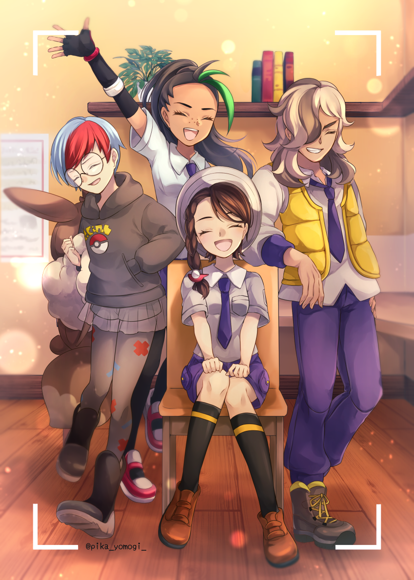 juliana, nemona, arven, and penny (pokemon and 1 more) drawn by yomogi_(black-elf)