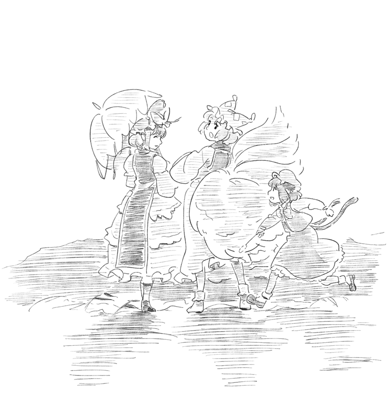 yakumo yukari, yakumo ran, and chen (touhou) drawn by mitsumoto_jouji