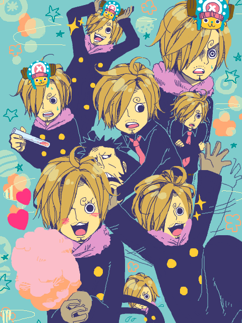 sanji, tony tony chopper, and kinemon (one piece) drawn by tmgorou