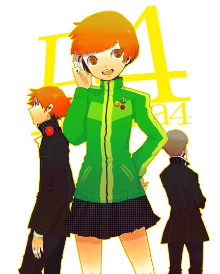 narukami yu, satonaka chie, and hanamura yousuke (persona and 1 more)