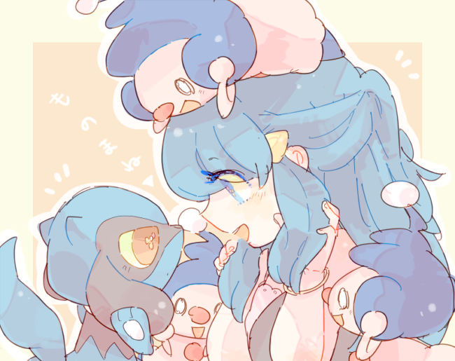 dawn, riolu, and mime jr. (pokemon and 1 more) drawn by katiko