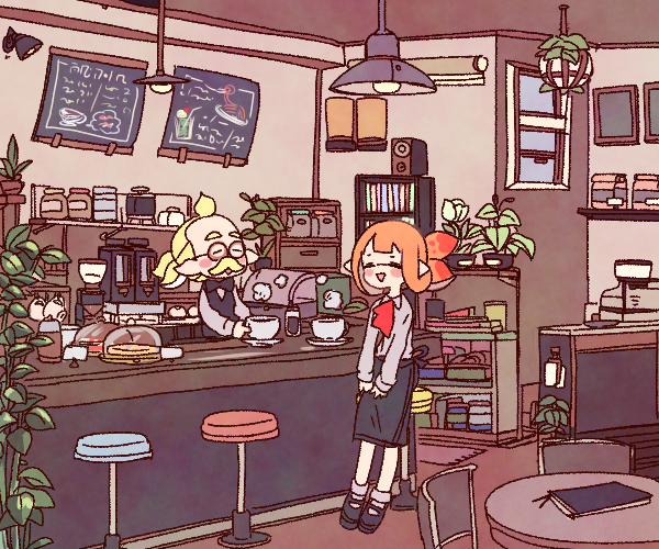 inkling player character, inkling girl, and inkling boy (splatoon and 1 more) drawn by myonmyon_(hama_natu)