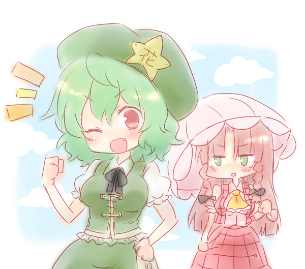 hong meiling and kazami yuuka (touhou) drawn by mokku
