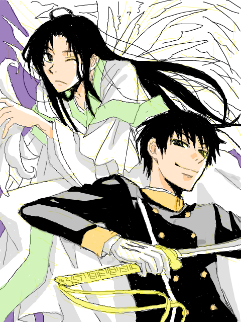 sugino and minamoto raikou (tactics) drawn by higashiyama_kazuko