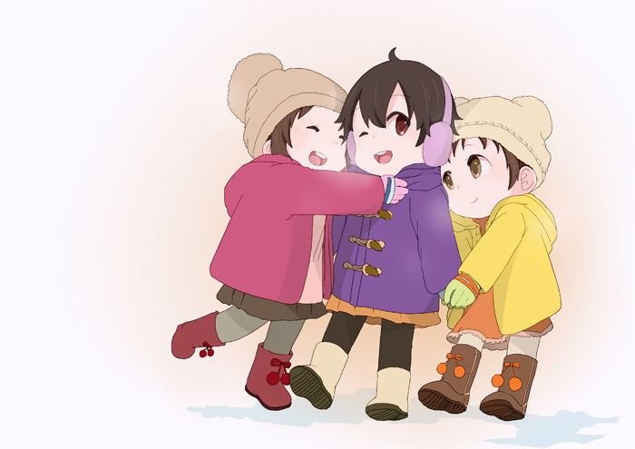 hirasawa yui, hirasawa ui, and manabe nodoka (k-on!) drawn by komugiko