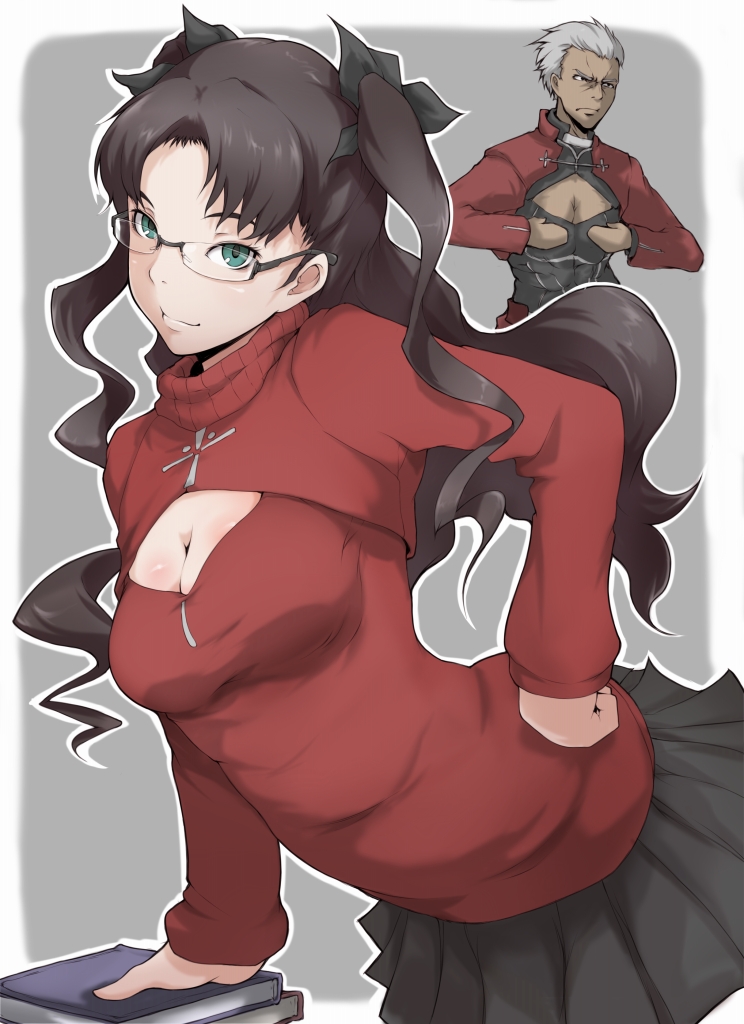 tohsaka rin and archer (fate and 1 more) drawn by ina_(gokihoihoi)