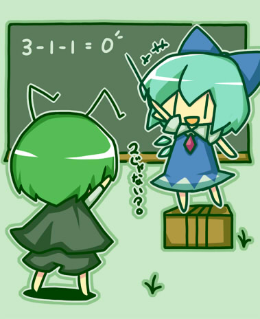 cirno and wriggle nightbug (touhou) drawn by henna_sanagi
