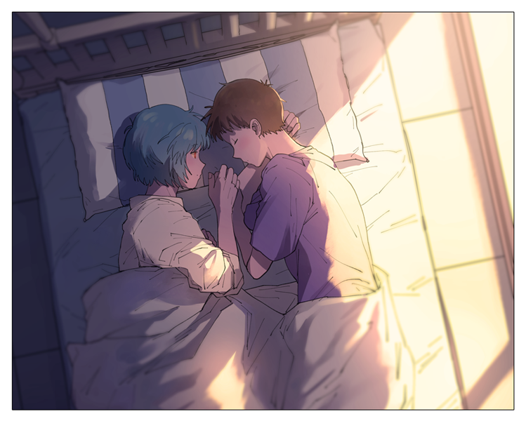 ayanami rei and ikari shinji (neon genesis evangelion) drawn by key35461