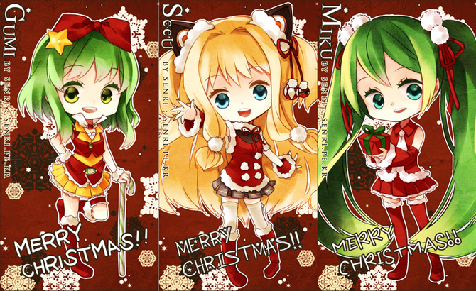 hatsune miku, gumi, and seeu (vocaloid) drawn by senri_(nazerine)