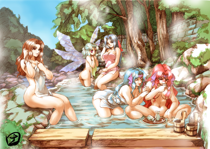 wendy rasm iknart, tudy rasm iknart, yukiko date, ymir ear clasio, and esmerril (super robot wars and 3 more) drawn by hisahiko