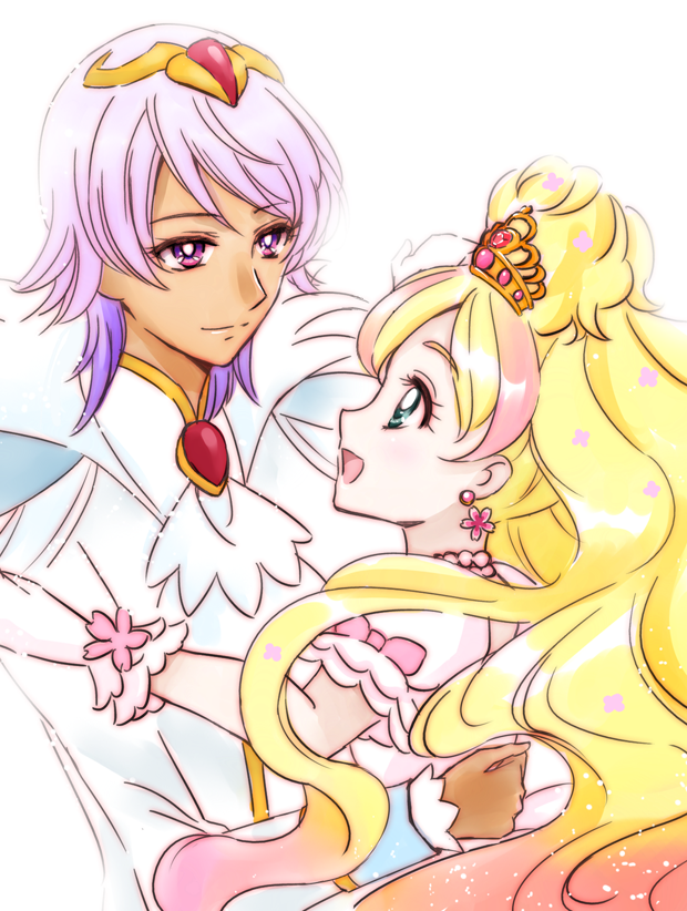 haruno haruka, cure flora, and prince kanata (precure and 1 more) drawn by konzaki_sakura