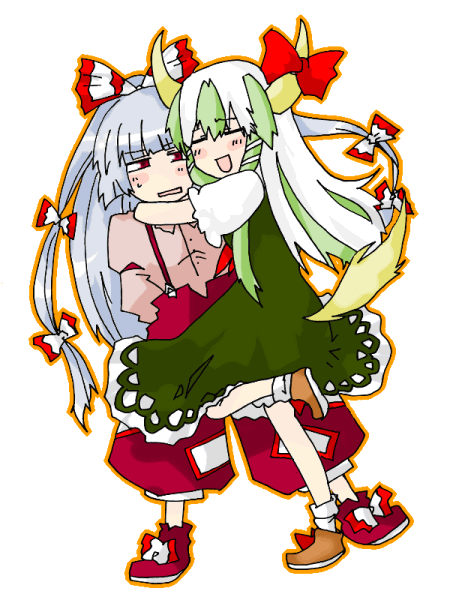 fujiwara no mokou, kamishirasawa keine, and ex-keine (touhou) drawn by dealca