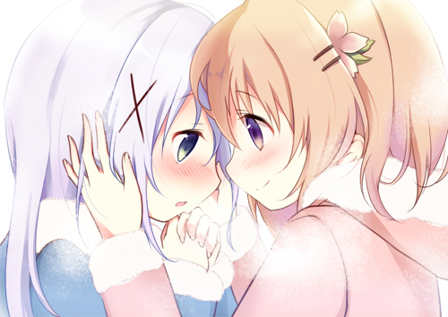 kafuu chino and hoto cocoa (gochuumon wa usagi desu ka?) drawn by amedamacon