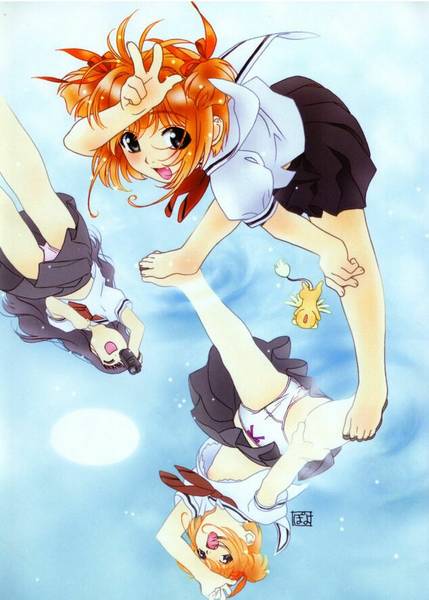 kinomoto sakura and daidouji tomoyo (cardcaptor sakura) drawn by watanabe_akio