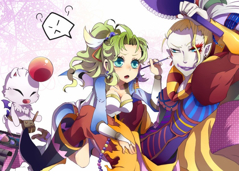 terra branford, moogle, and kefka palazzo (final fantasy and 3 more) drawn by nata_(kimeeee)