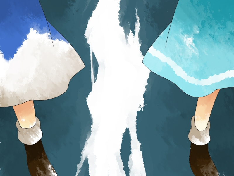 cirno and daiyousei (touhou) drawn by hammer_(sunset_beach)