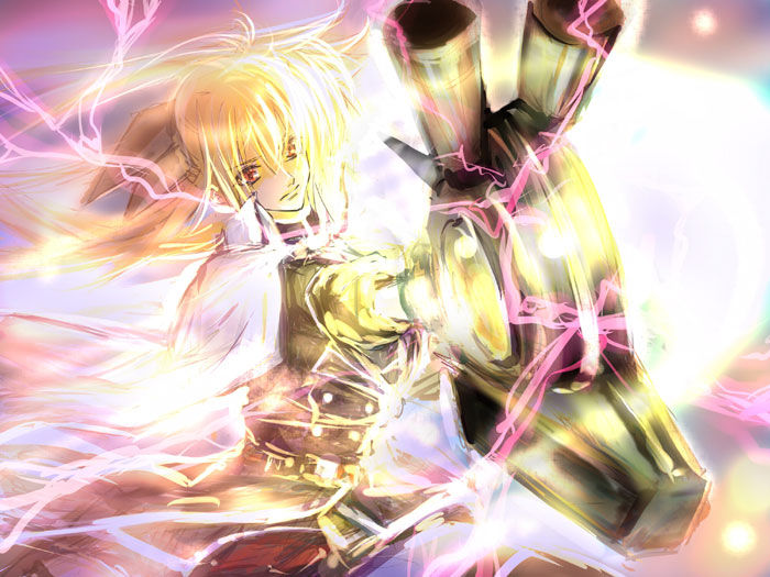 fate testarossa and bardiche (lyrical nanoha and 1 more) drawn by ego6