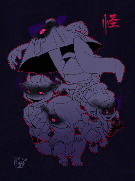 ningyo, kappa, karakasa obake, kudan, zashikiwarashi, and 5 more (youkai watch and 1 more) drawn by sg_(suuchan)