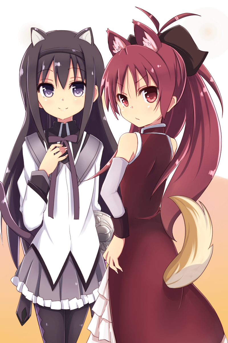 akemi homura and sakura kyoko (mahou shoujo madoka magica) drawn by amano_kouki