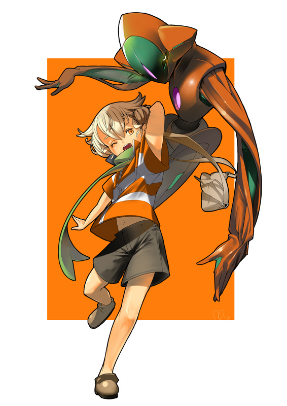 barry and deoxys (pokemon and 3 more) drawn by mifuji_kiichi