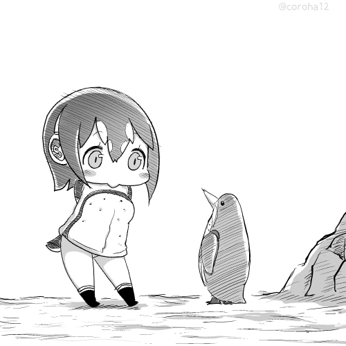 humboldt penguin and grape-kun (kemono friends) drawn by coroha