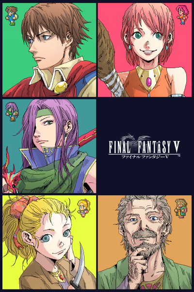 lenna charlotte tycoon, faris scherwiz, bartz klauser, krile mayer baldesion, and galuf halm baldesion (final fantasy and 1 more) drawn by hiro_(chumo)