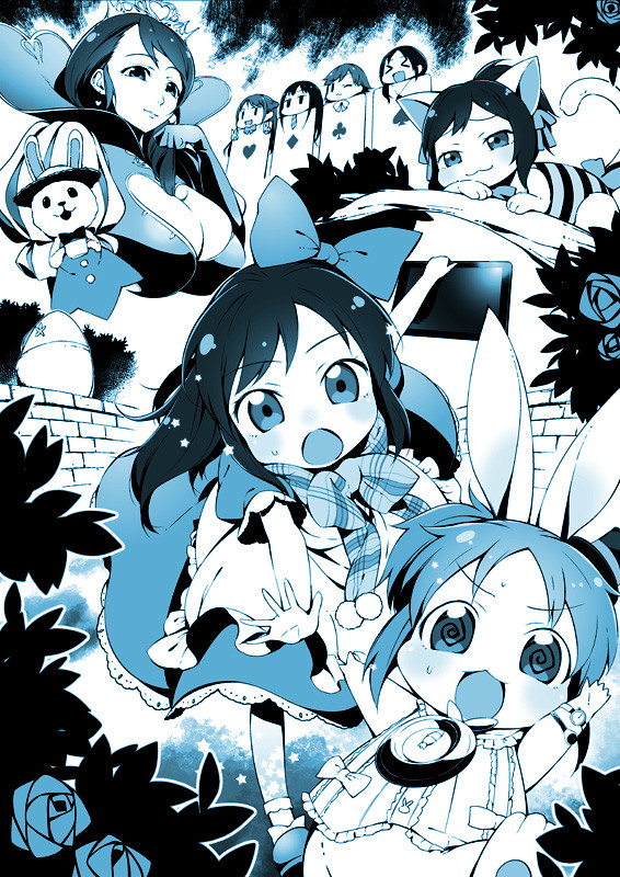 shibuya rin, shimamura uzuki, tachibana arisu, alice, maekawa miku, and 10 more (idolmaster and 2 more) drawn by u_(the_unko)