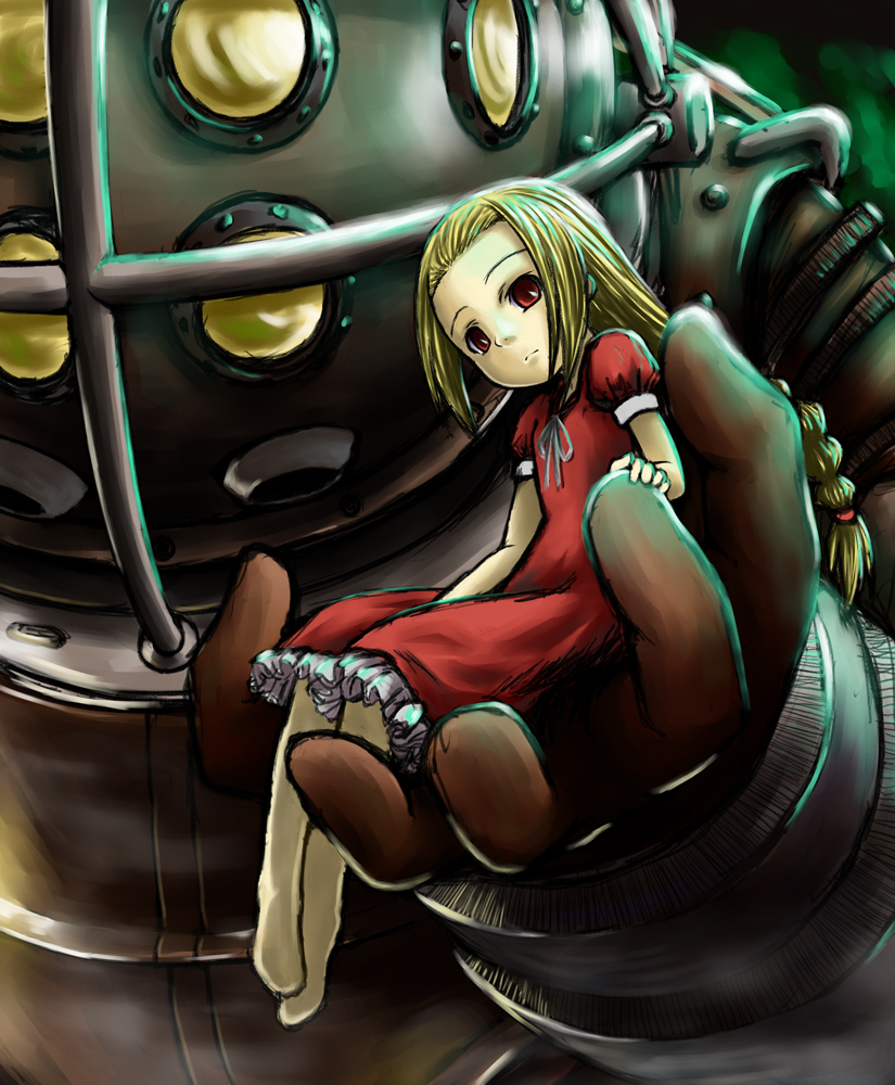 big daddy and little sister (bioshock and 1 more) drawn by kotokane_hajime