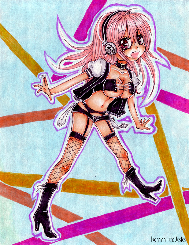 super sonico (nitroplus) drawn by karin-adele