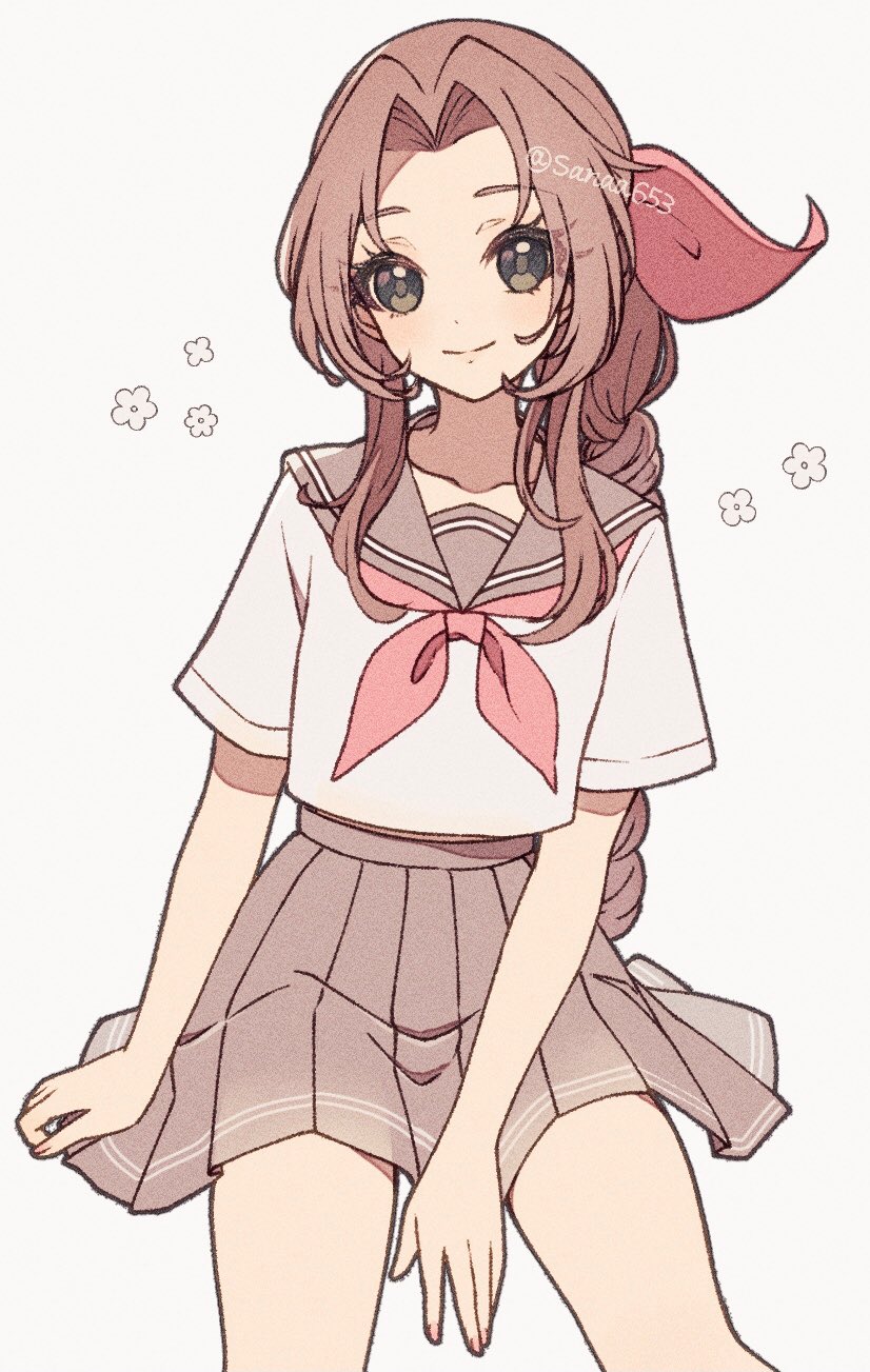 aerith gainsborough (final fantasy and 3 more) drawn by sana_(sanaa653)