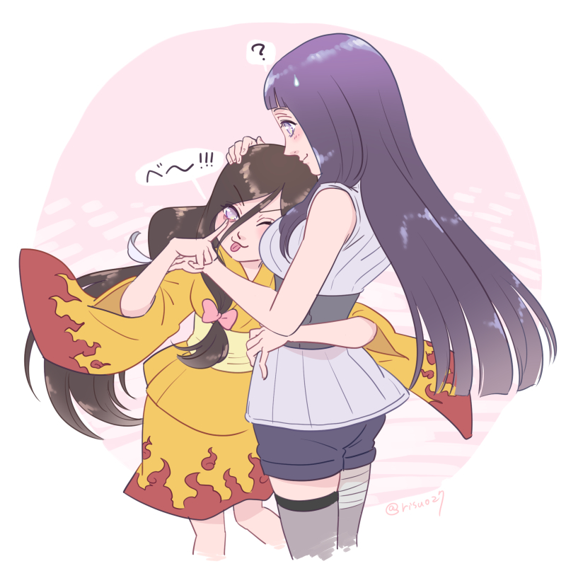 hyuuga hinata and hyuuga hanabi (naruto and 1 more) drawn by risuo
