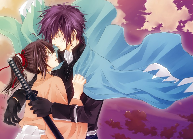 yukimura chizuru and saitou hajime (hakuouki shinsengumi kitan) drawn by tohikou