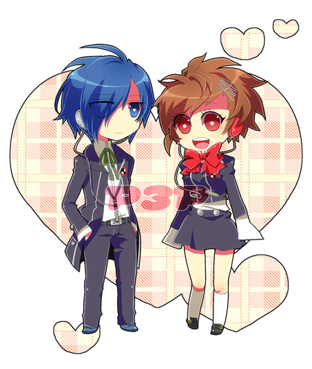 yuuki makoto and shiomi kotone (persona and 2 more) drawn by shooting428star