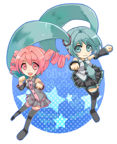hatsune miku and kasane teto (vocaloid and 1 more) drawn by hii
