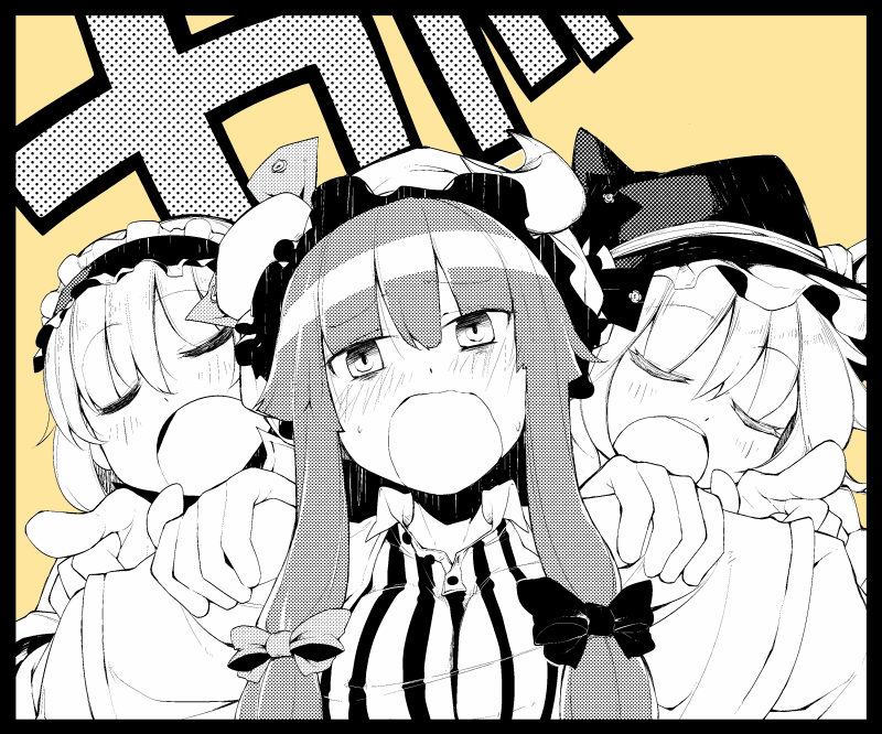 kirisame marisa, alice margatroid, and patchouli knowledge (touhou) drawn by hokuto_(scichil)