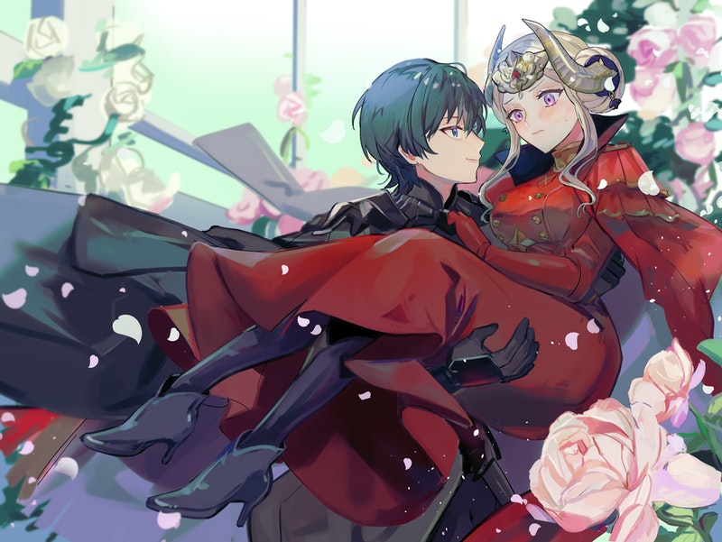 edelgard von hresvelg and male byleth (fire emblem and 1 more) drawn by kitou_saji