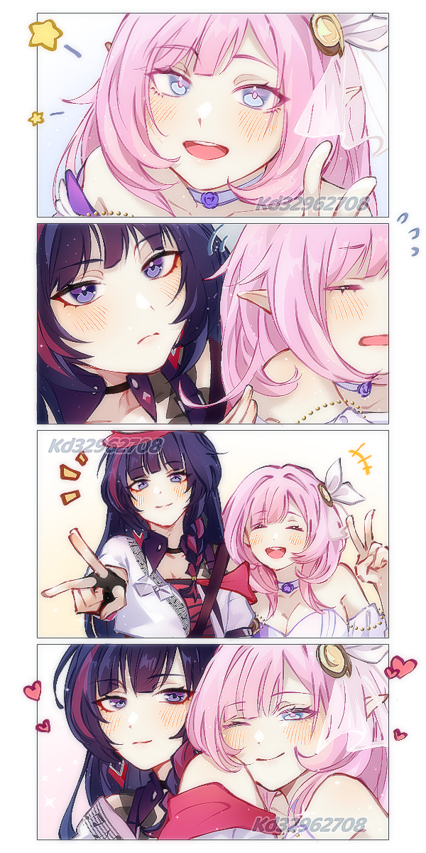 raiden mei and elysia (honkai and 1 more)