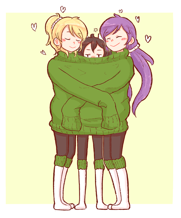 tojo nozomi, yazawa nico, and ayase eli (love live! and 1 more) drawn by friedbun