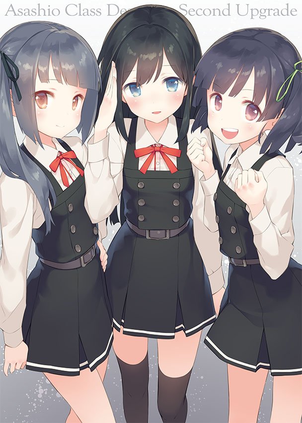 asashio, kasumi, kasumi kai ni, asashio kai ni, ooshio, and 1 more (kantai collection) drawn by gayarou