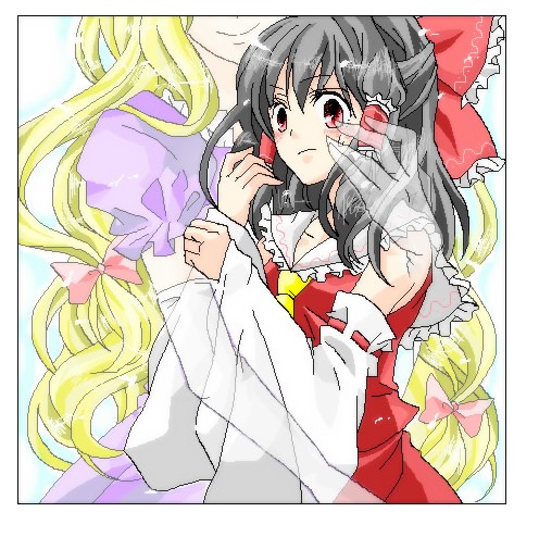 hakurei reimu and yakumo yukari (touhou) drawn by natsu315
