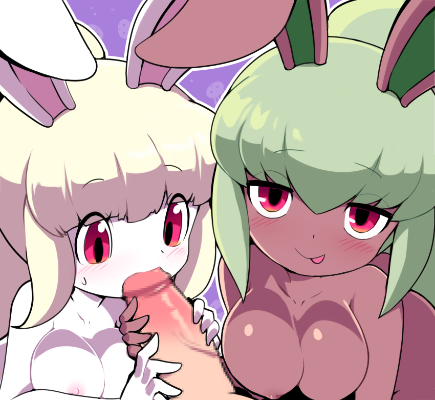 bunny mint and snowrabby (youkai watch and 1 more) drawn by nollety
