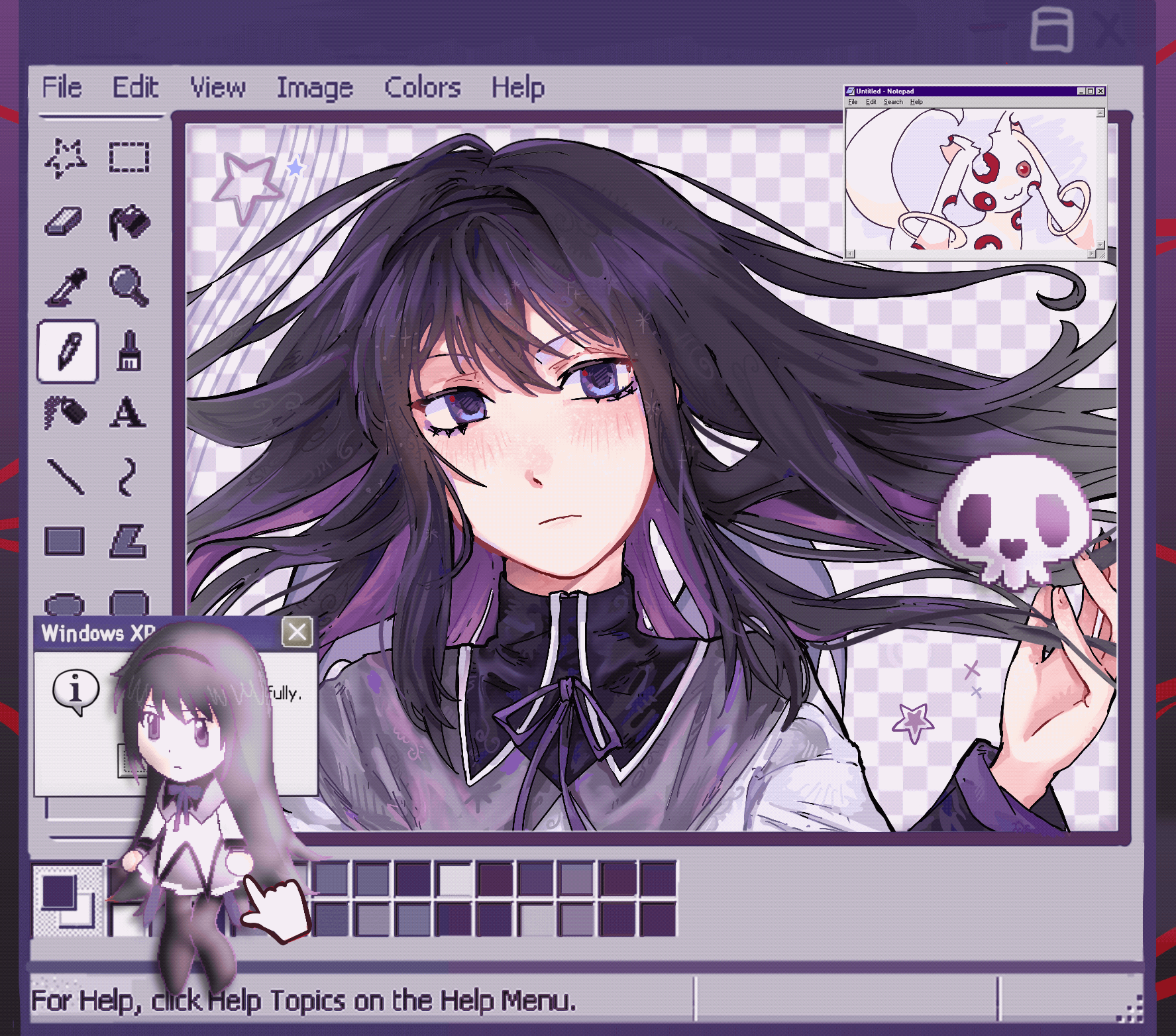 akemi homura and kyubey (mahou shoujo madoka magica and 2 more) drawn by wormontwostrings
