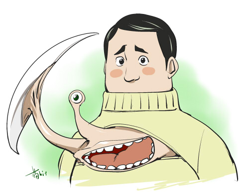 jaw and uda mamoru (kiseijuu) drawn by kon-kit