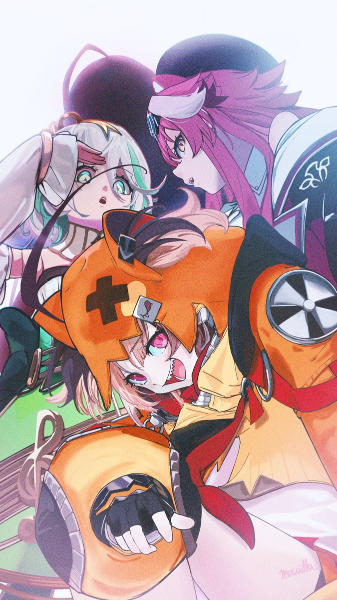 raora panthera, gigi murin, cecilia immergreen, and elizabeth rose bloodflame (hololive and 1 more) drawn by mocailla